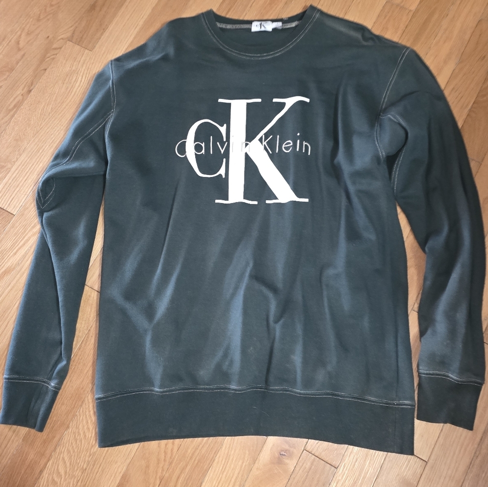 Vintage MENS CALVIN KLEIN SWEATSHIRT GREEN FABULOUS COLOR GREAT DEAL SIZE L